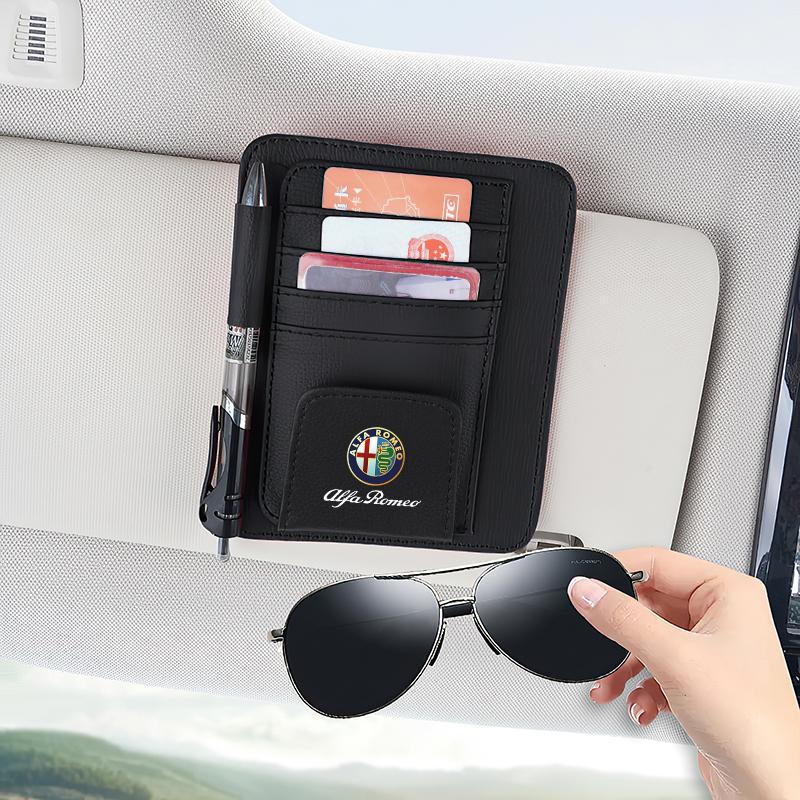 Car Stickers For Alfa Romeo Car Visor Storage Bag ID Card Glasses Organized Clip For Alfa Romeo Giulietta Mito 159 Giulia Stelvi