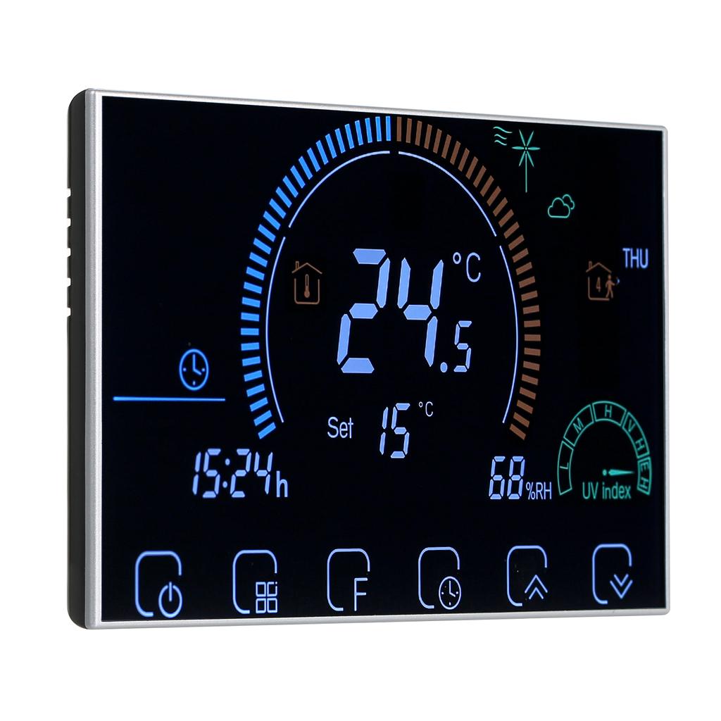 3A 95~240V Boiler Heating Energy Saving Smart Thermostat with Touchscreen LCD Display Weekly