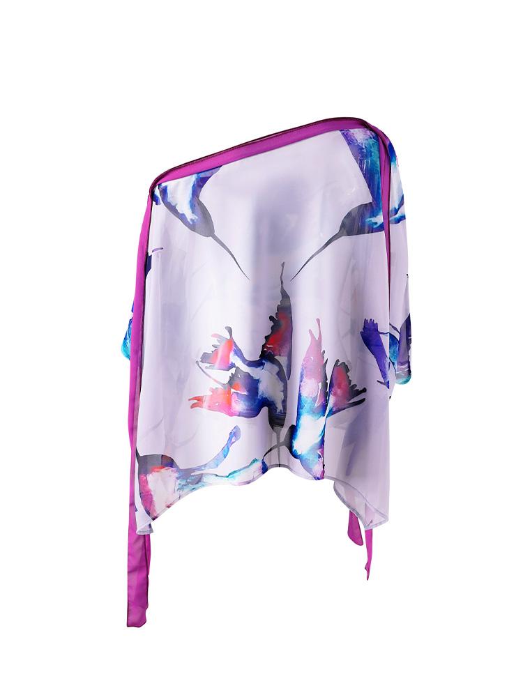 2024 летние пикантные накидки на бикини на одно плечо, топы с принтом больших размеров для женщин, пляжная одежда, купальный костюм, накидка