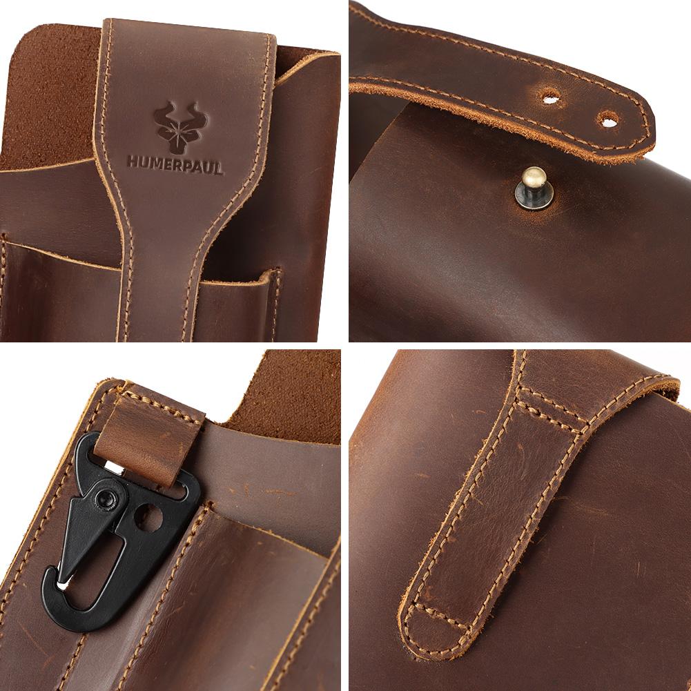 Humerpaul Мужская кожаная поясная сумка из натуральной кожи, большая вместительная сумка для мобильного телефона, чехол для ключей