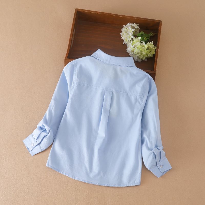 Модная одежда для мальчиков, формальные детские рубашки с длинными рукавами из хлопка, однотонная хлопковая детская одежда с отложным воротником для детей 6–14 лет