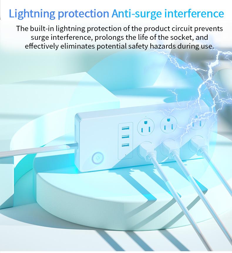 Сетевой удлинитель США с интеллектуальным управлением по Wi-Fi и таймером для умных домов