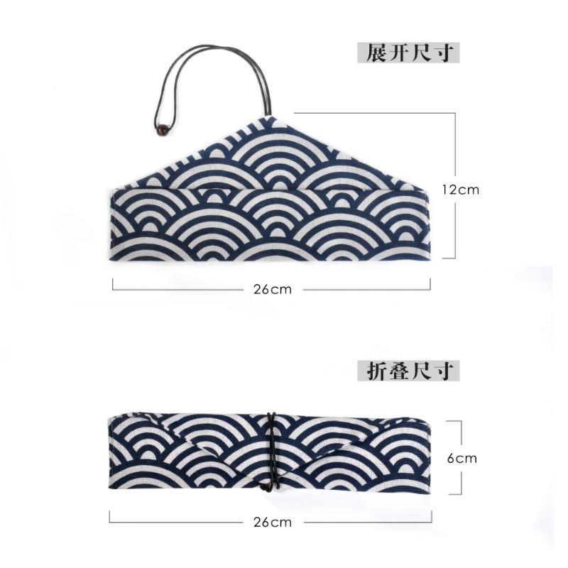 Cotton Linen Drawstring Cutlery Pouch Japanese Retro Portable Utensil Holder for Chopstick Spoon Outdoor Picnic