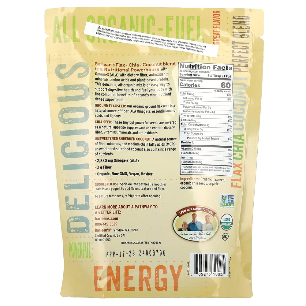 Barleans Flax-Chia-Coconut Blend 340g (12oz)