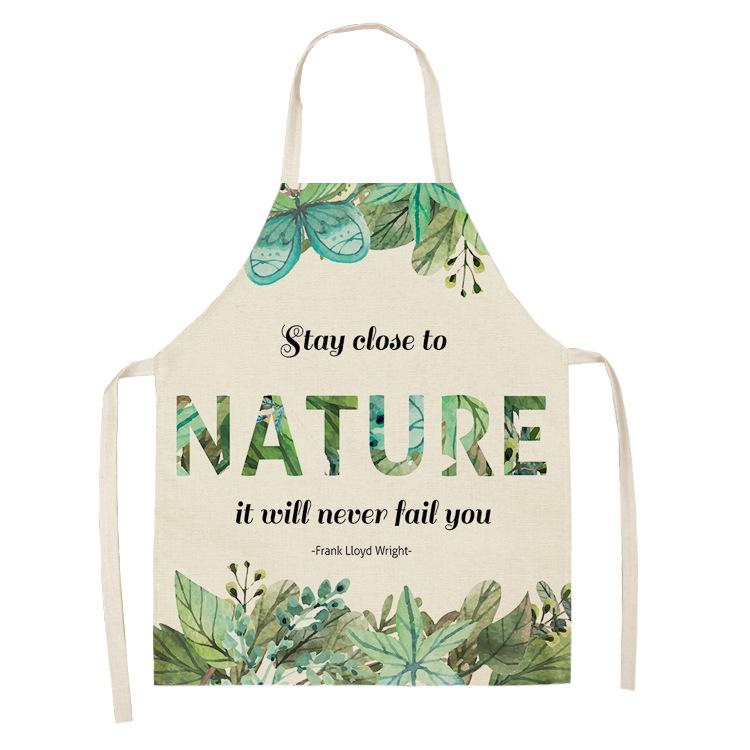 Tropical Plants Kitchen Aprons For Women Home Flower Baking Baking Cafe Cotton Linen Cleaning Aprons 38x47cm