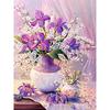 Diamond Painting Cross Stitch Kit Diamond Embroidery Mosaic Purple & White Flowers Kit