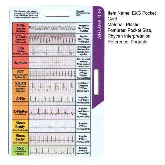 1/2 шт. Карманная карта ритма ЭКГ Двусторонняя справочная карта интерпретации ритма ЭКГ