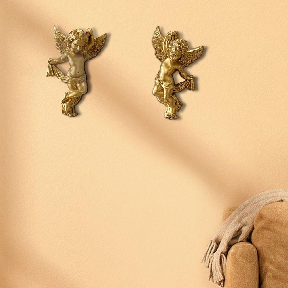1 Pair Cartoon Wall Hanging Angel Ornaments Cute Angel Sculptures Cherub Angel Statue Wedding