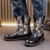 Men's Shoes Large Size Autumn and Winter Leather Boots Fashion High-top Leather Shoes Trend Cowboy Boots Thick-soled Non-slip Knight Boots