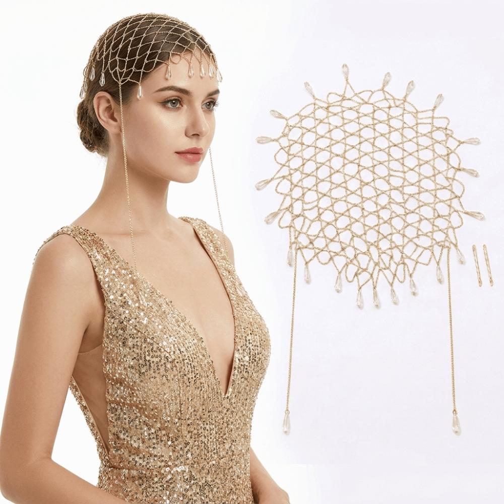 Long Tassel Woven Rhinestone Hair Sparkling Rhinestone Women Hat Beautiful Accessories Daily Wear