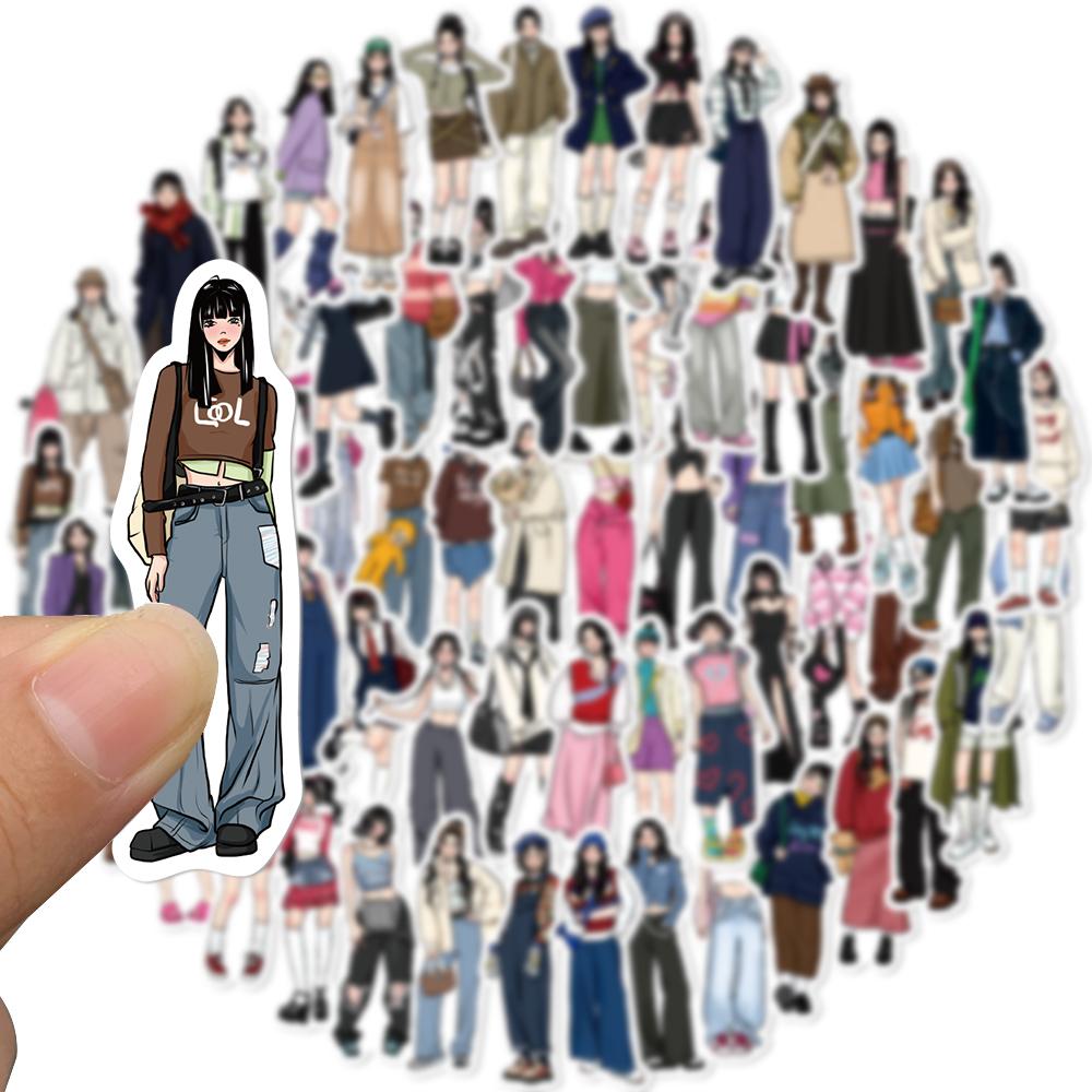 65Pcs Fashion Mocha Girl Stickers Decals Cartoon Graffiti Diy  Notebook Luggage Wall Decoration Pvc Sticker