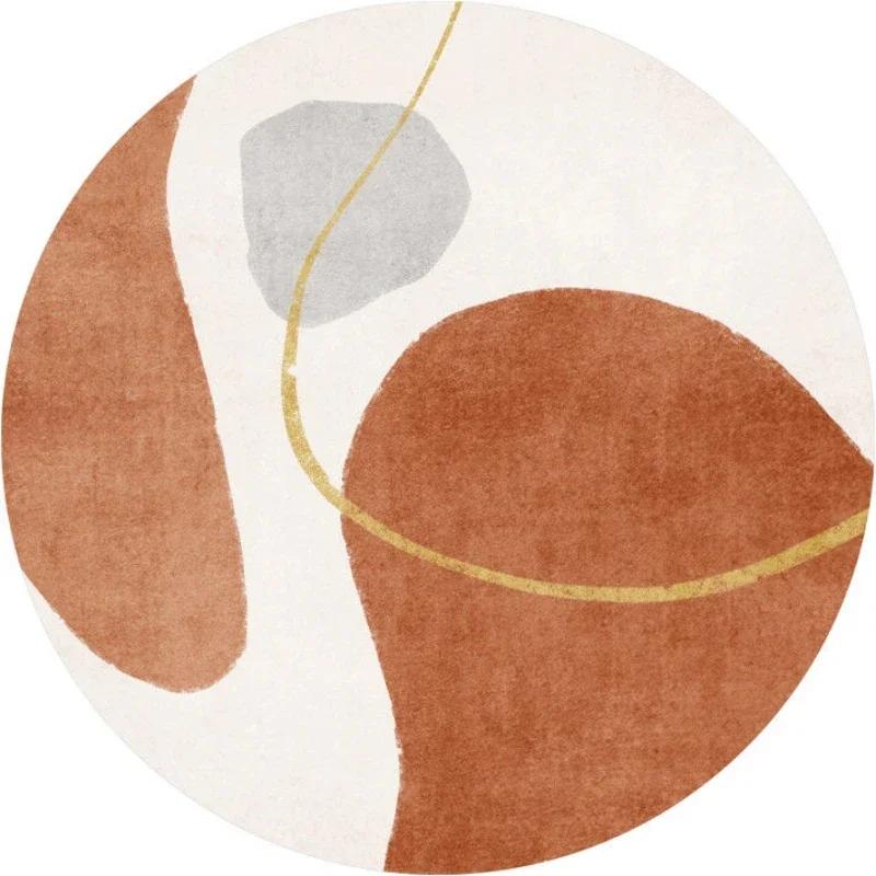 Modern Abstract Geometric Pattern Print Round Carpet Ins Style Rug for Living Room Sofa Coffee Table Decor Non-slip Floor Mat
