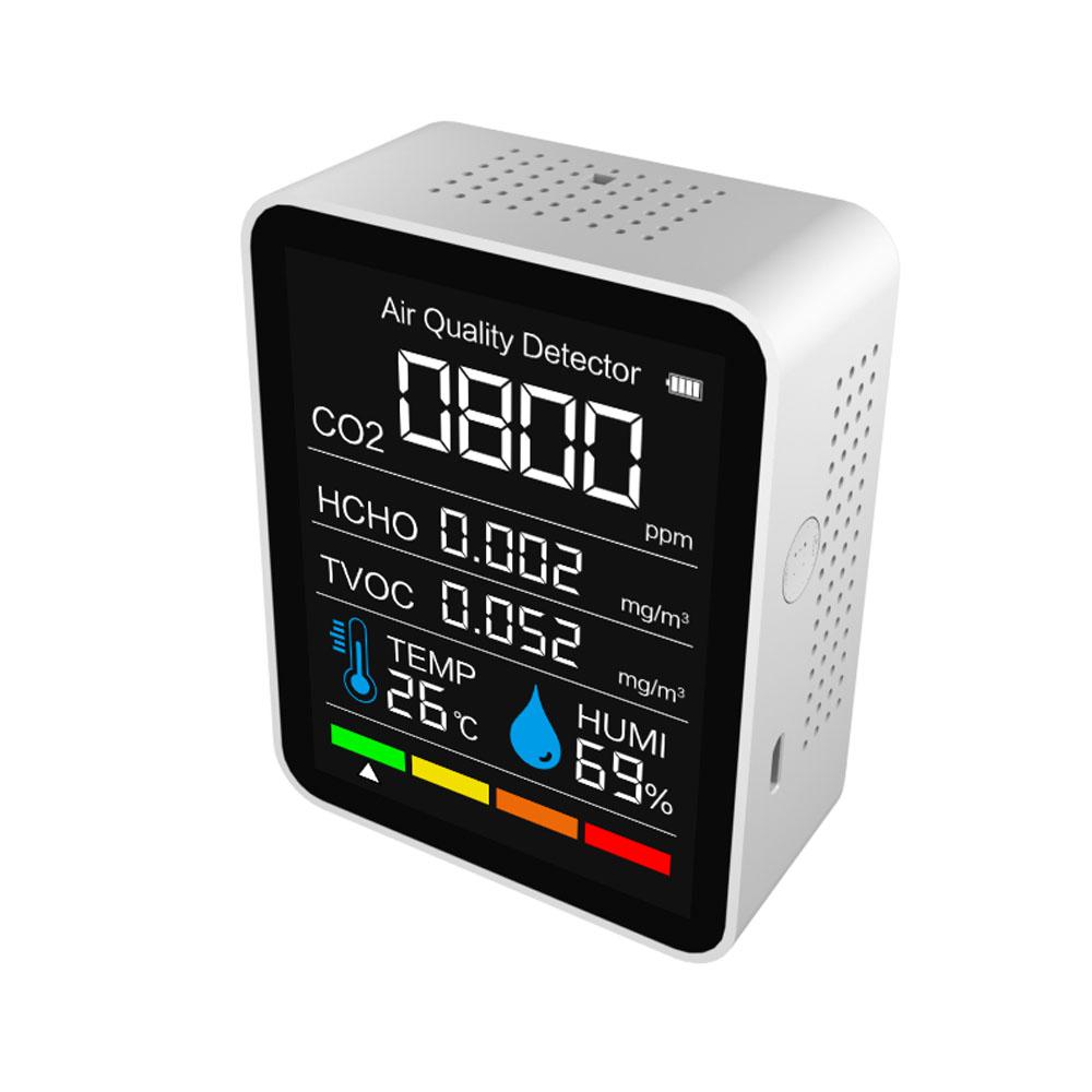 5 in 1 CO2 Meter Carbon Dioxide Detector Indoor Air Quality Monitor BT APP Temperature Humidity Sensor Tester HCHO TVOC Detector for Home Office Car