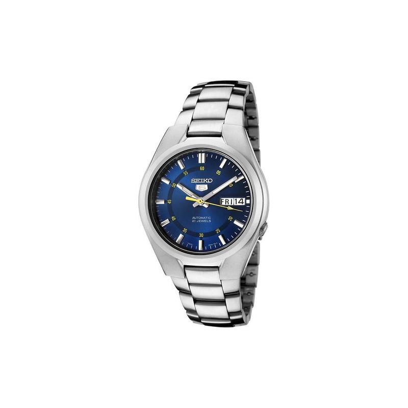 Seiko 30 метров водонепроницаемые модные мужские часы с автоматическим механизмом и стальным ремешком, синий циферблат SNK615K1