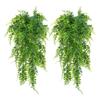 2pcs Artificial Hanging Plants Fern Plastic Green Fake Wall Hanging Ferns Plants for Garden Wedding