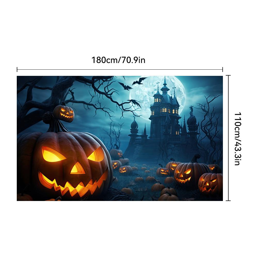 1pc Scary Halloween Party Backdrop Night Moon Castle Pumpkin Banner for Halloween Party Decoration Dustproof Banner Background