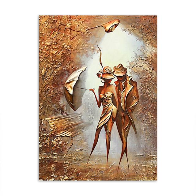 Abstract Wonderful Romantic Couple Painting On Canvas Wall Art HD Pictures Lovers Posters and Prints Warm Home Living Room Decor