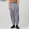 INCERUN Весенние мужские модные широкие длинные брюки для бега, однотонные повседневные свободные брюки макси, большие размеры