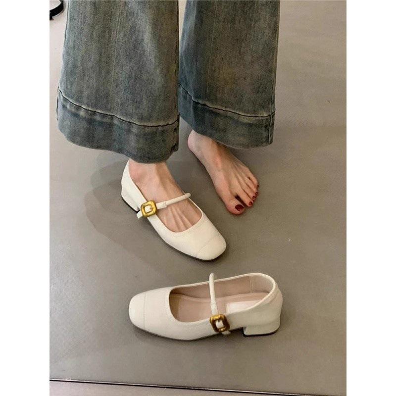 Сяосянфэн высокая мода слово с通勤 single shoes grandma shoes Doudou shoes ladyshoes thick heel