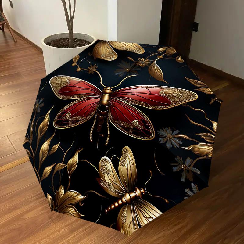 1PC Butterfly Dragonfly Umbrella-8-Rib Reinforced, Automatic Open, Lightweight & Durable, Cute Fashion Accessory for Outdoor-T368
