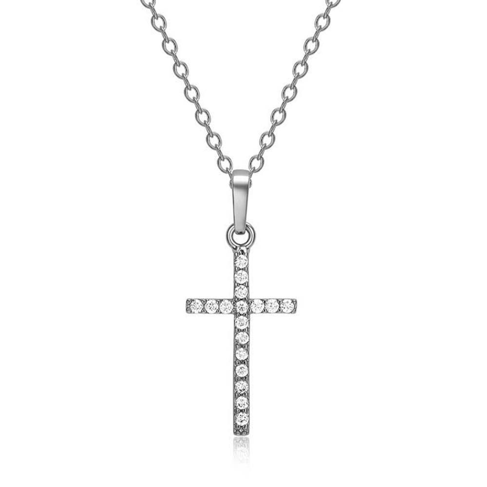 Shiny Zinc Zinc Alloy Rhinestone Pendant Cross Korean Style Cross Necklaces Women Necklaces Clavicle Chains