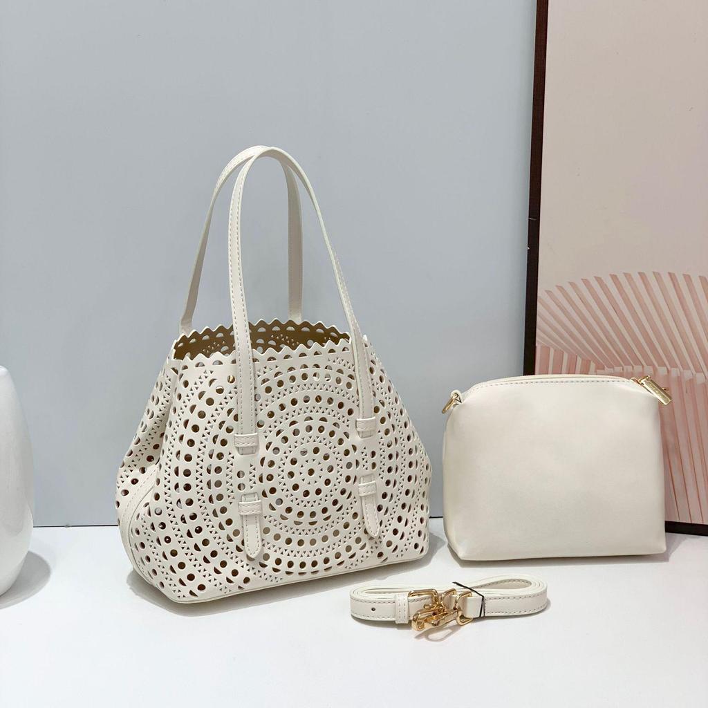 Набор сумок из кожи с резным узором Cross-Border: Сумка-тоут, косметичка и кошелек для монет