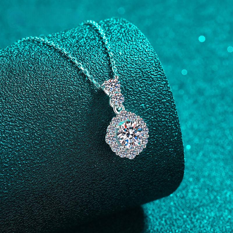 S925 1-каратное серебряное ожерелье с муассанитом, женское классическое круглое ожерелье на юбилей, новые роскошные ювелирные изделия, модное ожерелье