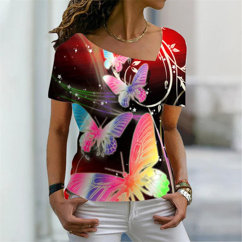 Летние модные женские футболки с 3d принтом и принтом павлиньих перьев, топ в стиле Харадзюку, красочная индивидуальная одежда больших размеров с короткими рукавами