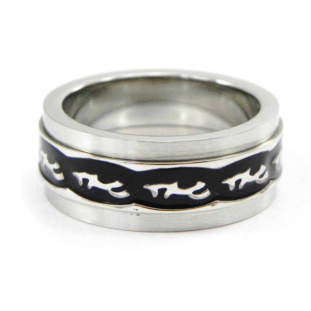 Кольцо-печатка из стали 'Торгал' чёрное серебро