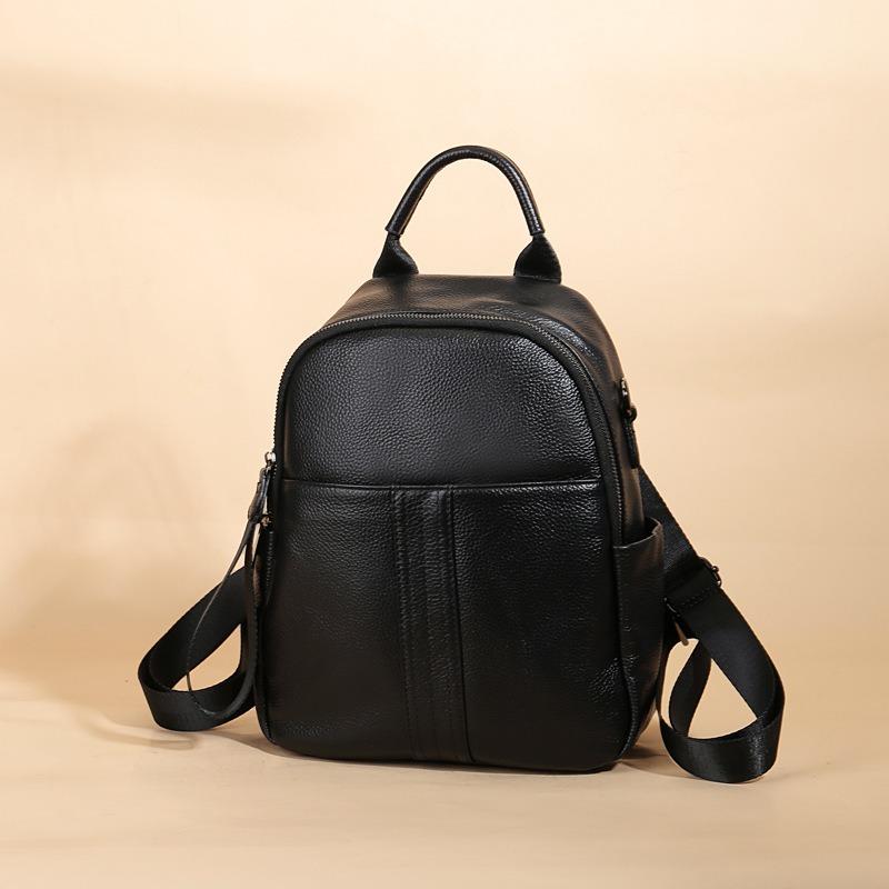 Genuine Leather Top Layer Cowhide Backpack for Women Large Capacity Multi-compartment Bag Anti-theft Casual Soft Cowhide All-match Bag