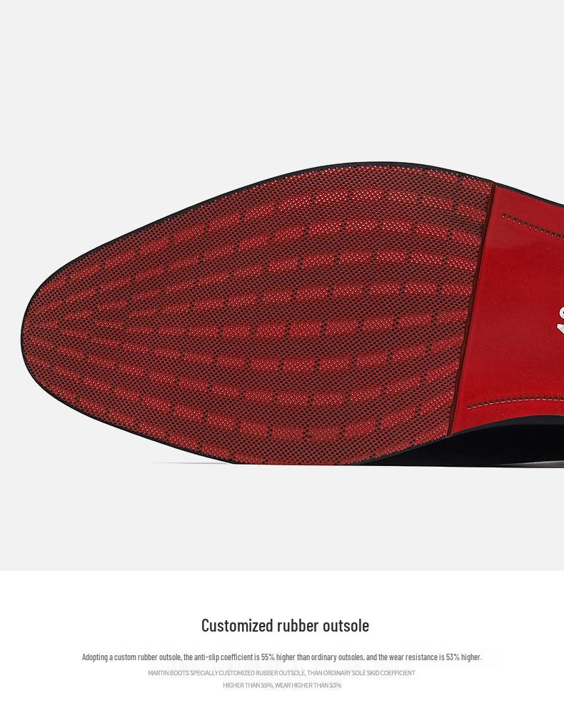 Мужские красные кожаные челси на высокой платформе с острым носком - Повседневные ботинки в стиле Мартин, доступны большие размеры