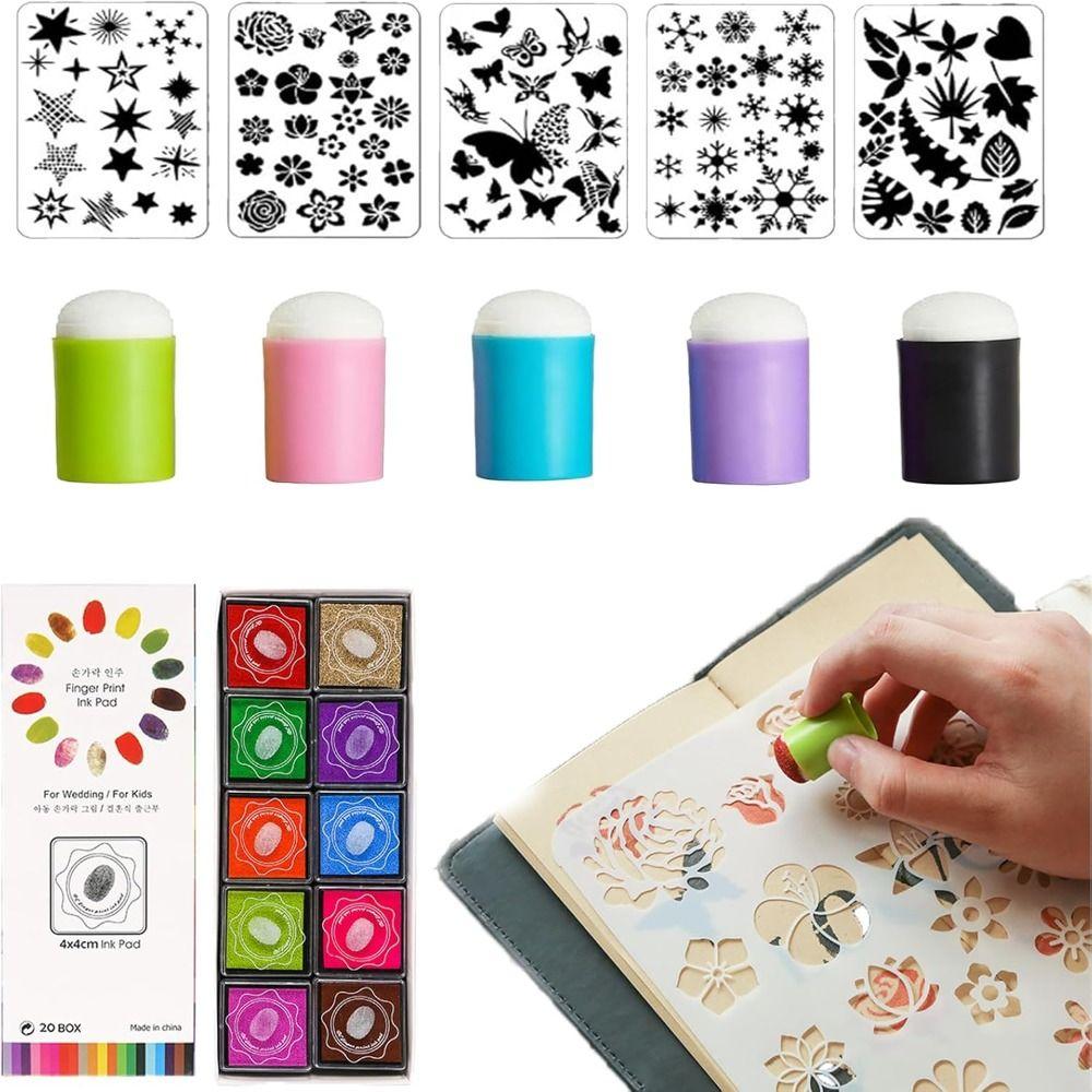 DIY Craft Drawing Tools DIY Sponge Finger Painting Kit Card Making Finger Ink Pad Kids