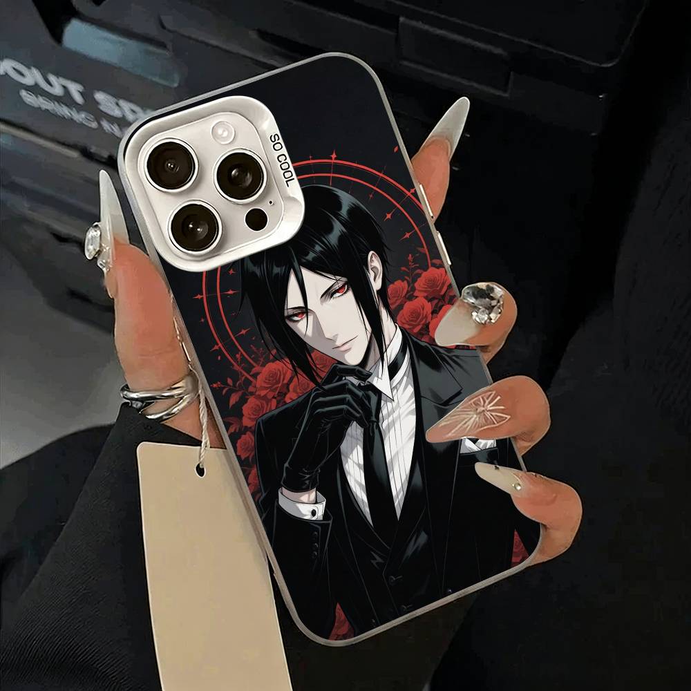 Классическое аниме-B--Черный дворецкий Чехол для телефона Для iPhone 11 12 13 14 15 16Pro Max Plus белый Серебристый Чехол для телефона