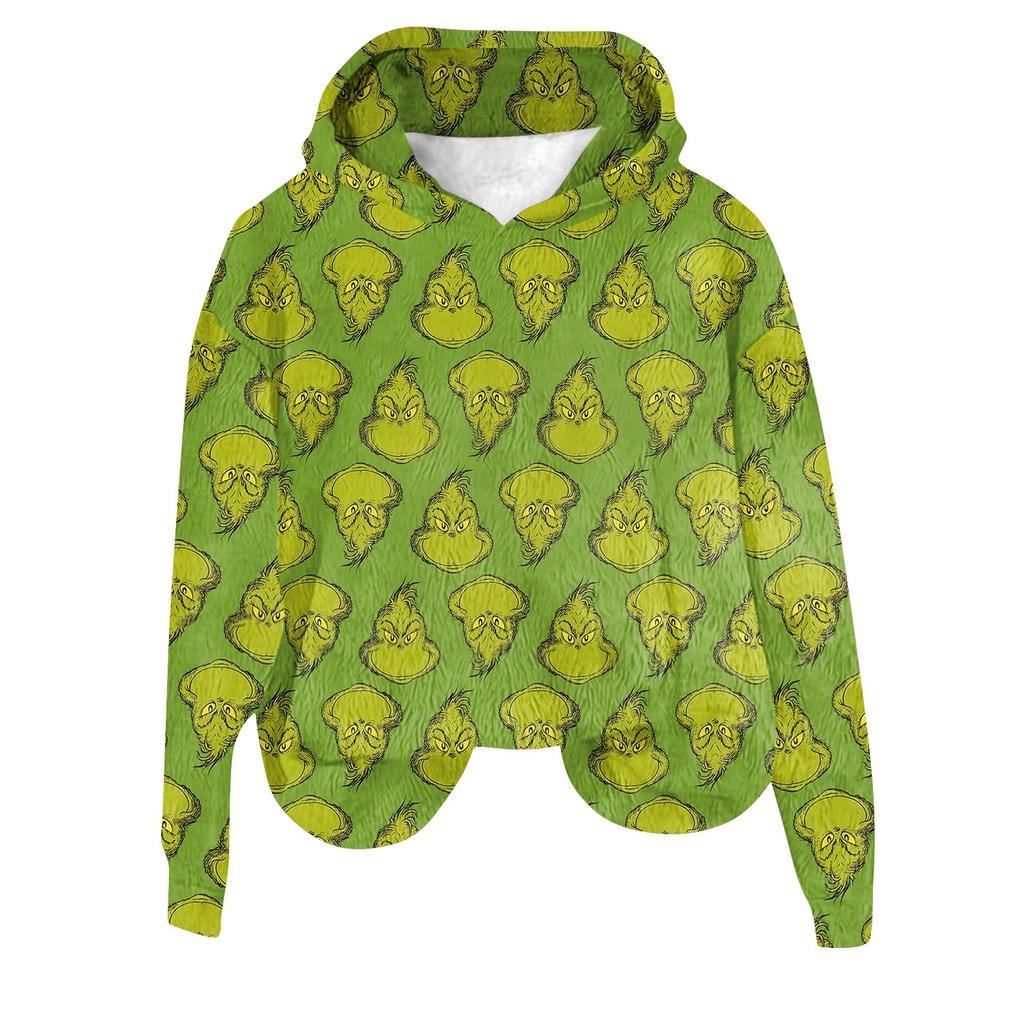 Женская фланелевая толстовка с капюшоном и длинными рукавами с рождественским принтом