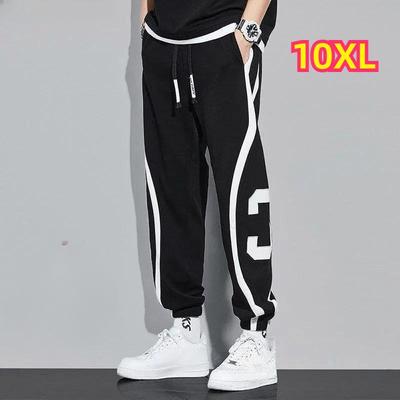 Плюс размер 10XL корейская мода осень-зима повседневные флисовые спортивные брюки на шнурке мужские блокирующие цифровые карманы пэчворк прямые брюки