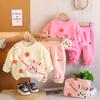 0-5-year-old Girls' Long Sleeved 2-piece Set, Girls' Cute Rabbit Hoodie Set, Girls' Baby Plus Velvet Clothes