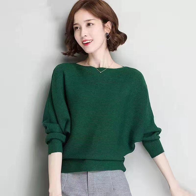 Autumn and Winter Hot Selling One-neck Bat Sleeve Plus-size Women's Pullover Knit Base Layer