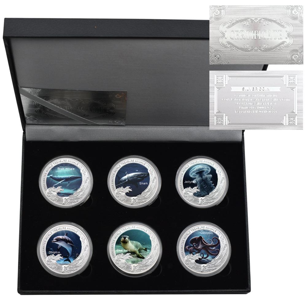 Rare marine animals protection environment children's birthday gift, animal metal commemorative badge graduation gift