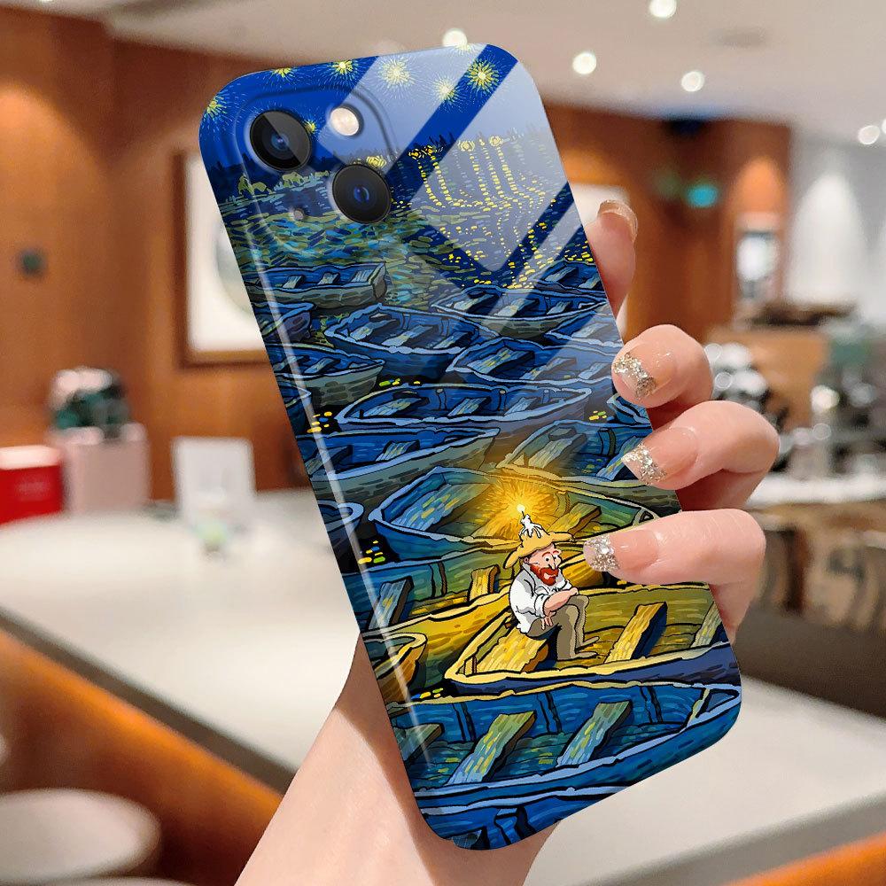 Чехол для телефона с масляной росписью для Samsung Galaxy S20 FE 5G A52 iPhone 11 15 Xiaomi Redmi VIVO OPPO Realme Huawei Infinix Противоударный ультратонкий жесткий чехол