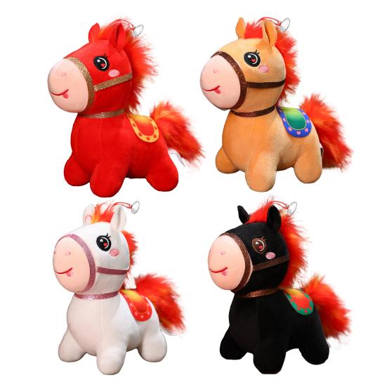 Кукла Лошадь Год Лошади Плюшевая игрушка в китайском стиле Пони на удачу Наполнитель из ПП хлопка Зодиакальная плюшевая фигурка для благословений