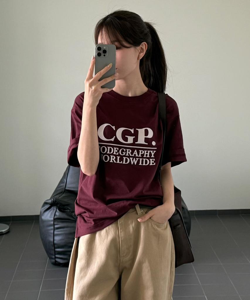 CGP Square Logo Short Sleeve T-Shirt - Burgundy