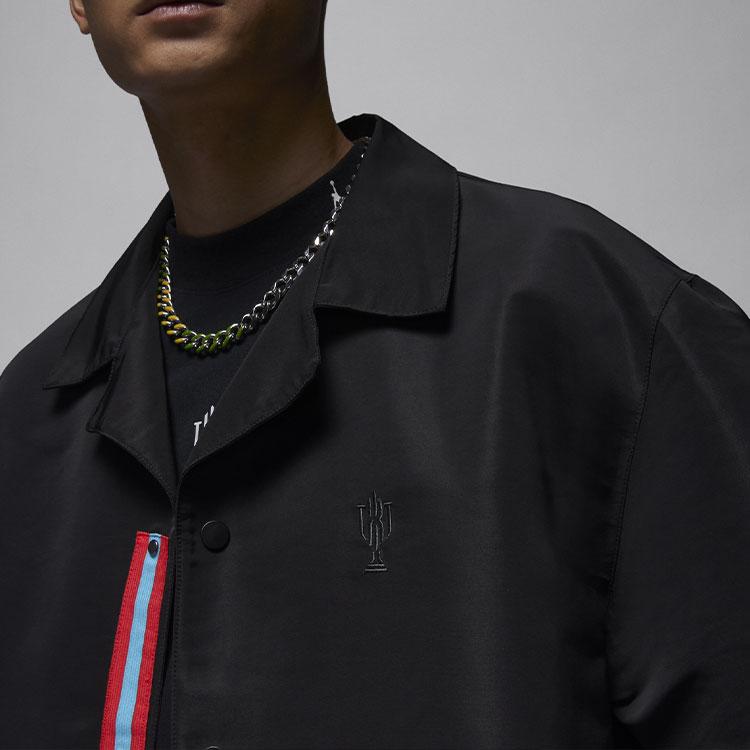 Jordan X Trophy Room Collaboration SS24 однотонная дышащая легкая трикотажная рубашка с коротким рукавом на пуговицах мужские рубашки черного цвета FQ3847-010
