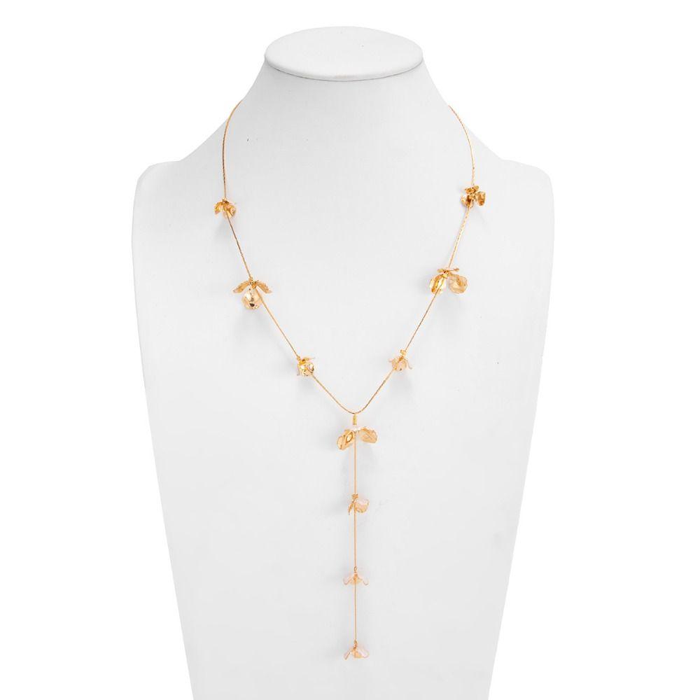 Irregular Design Tassel Necklace Hammered Texture Y-shaped Necklace Long Necklace  Vacation Style