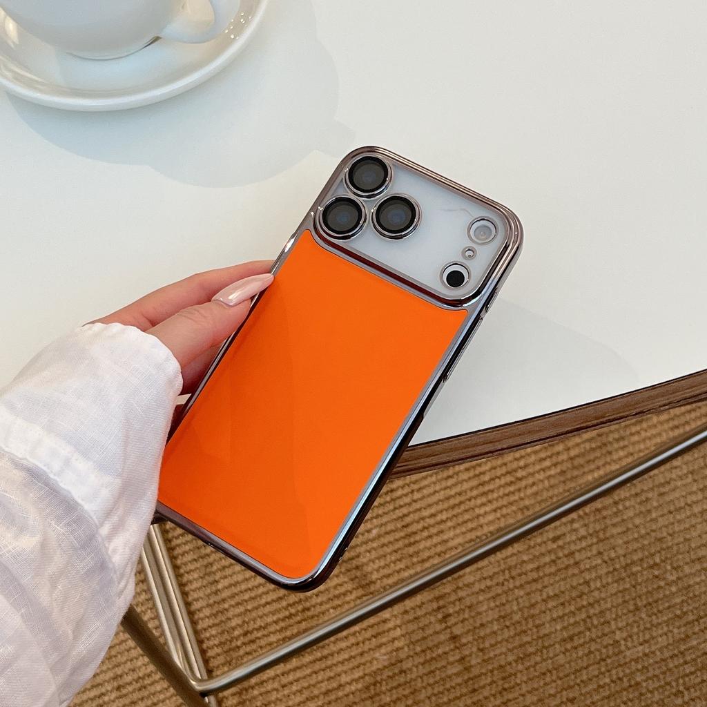 Простая однотонная гальванизированная наклейка-чехол, подходит для iPhone16Pro max Apple 17 чехла для мобильного телефона 14/15 продвинутое ощущение