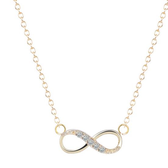 Yousheng Charm Necklace Number 8 Pendant Rhinestone Inlaid Electroplating Temperament Unfading Decorate Anti-oxidation Sparkling Bright Luster