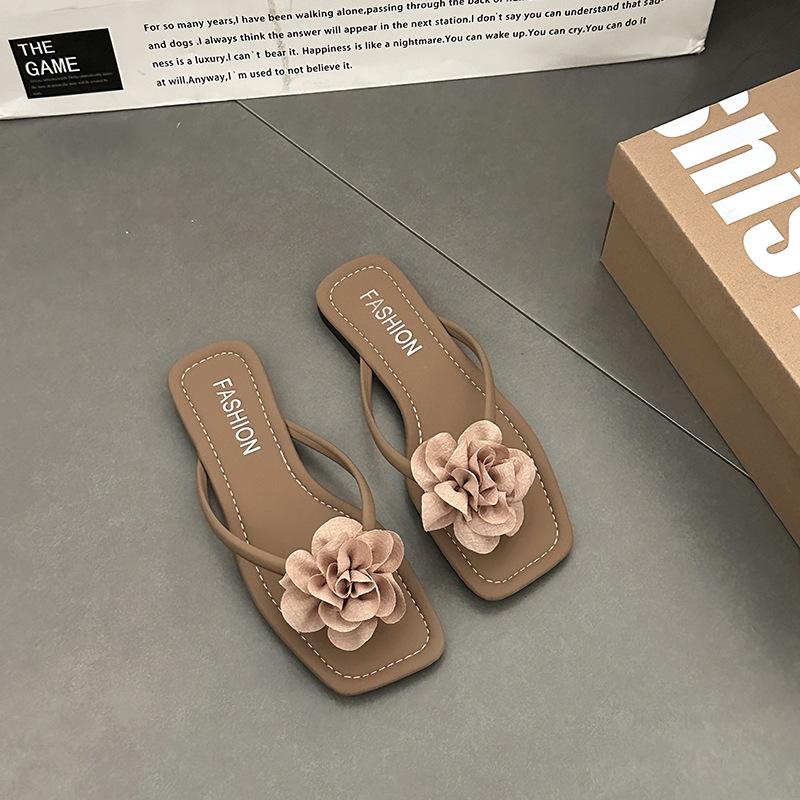 Новая приморская пляжная обувь Корейская версия женской летней моды плоская подошва простые однотонные жемчужные шлепанцы обувь универсальная