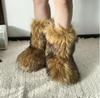Новые зимние меховые цельные женские зимние сапоги из меха енота, меховые ботинки для улицы, сапоги средней длины