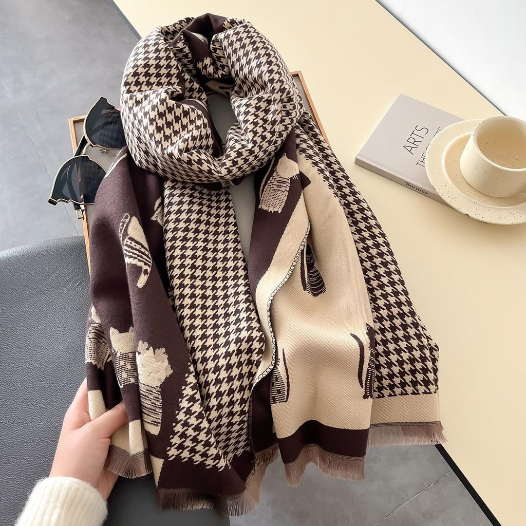 Winter Women Print Warm Scarf Cashmere Pashmina Double Sided Scarves Shawls Female Thick Blanket Wrap Bufanda Stole Echarpe