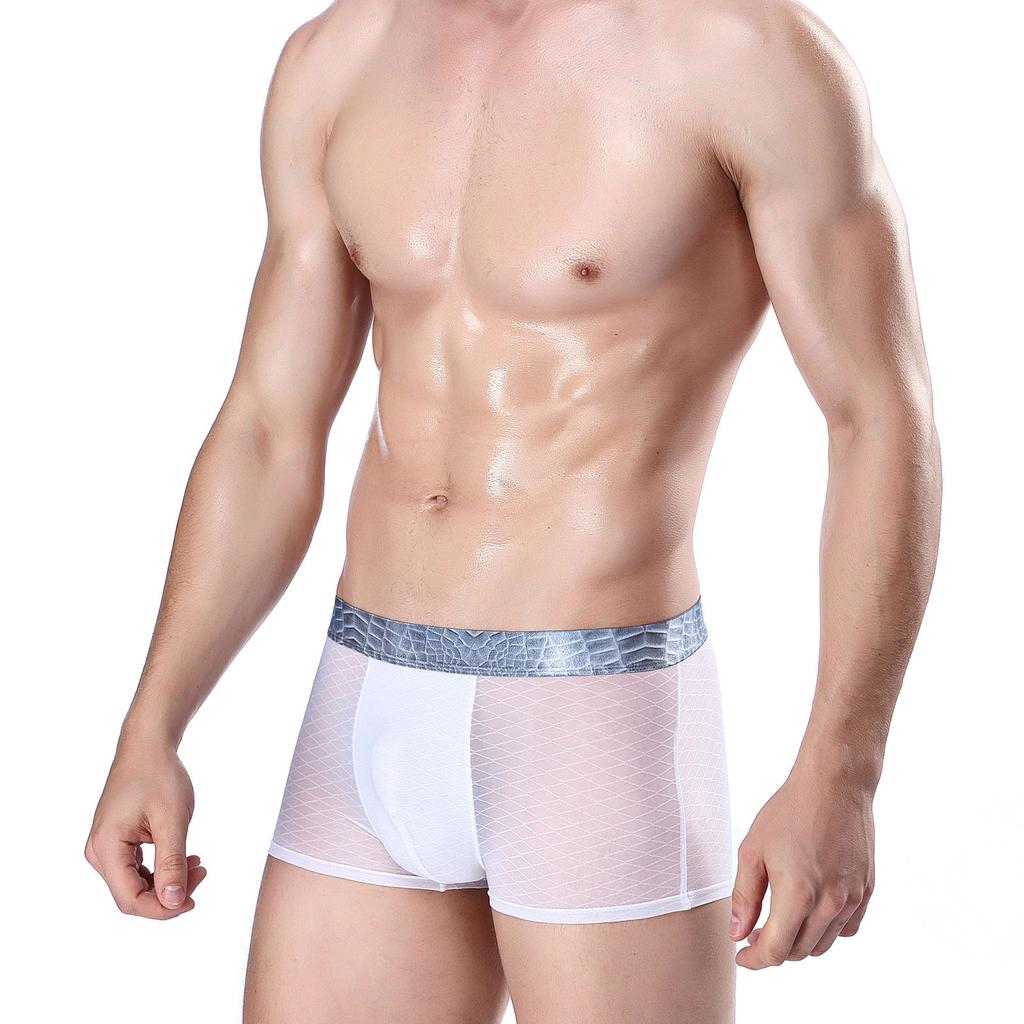 MuscleMan Мужское нижнее белье Лоскутное цветное ледяное шелковое сексуальное дышащее трусы-боксеры