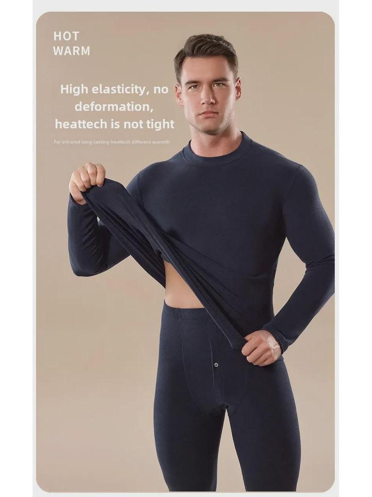 Мужской комплект термобелья из немецкого бархата — утепленный для осени/зимы с увлажняющей гиалуроновой кислотой, в комплект входит верх и низ.